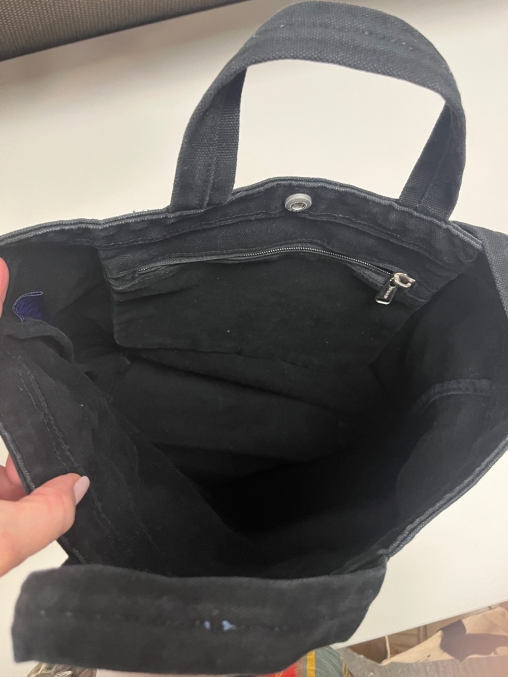 BAGGU Black Canvas Cotton Tote with Adjustable & handles- Strap - Picture 5 of 11